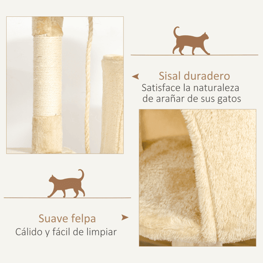 PawHut Arranhador para Gatos Grande Arranhador para Gatos com Plataformas Caverna Cama e Bolas Suspensa 40x40x114 cm Bege PawHut Arranhador para Gatos Grande Arranhador para Gatos com Plataformas Caverna Cama e Bolas Suspensa 40x40x114 cm Bege