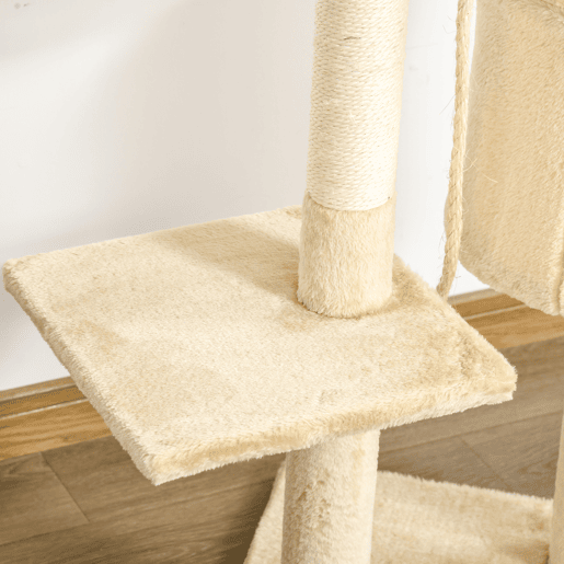PawHut Arranhador para Gatos Grande Arranhador para Gatos com Plataformas Caverna Cama e Bolas Suspensa 40x40x114 cm Bege PawHut Arranhador para Gatos Grande Arranhador para Gatos com Plataformas Caverna Cama e Bolas Suspensa 40x40x114 cm Bege