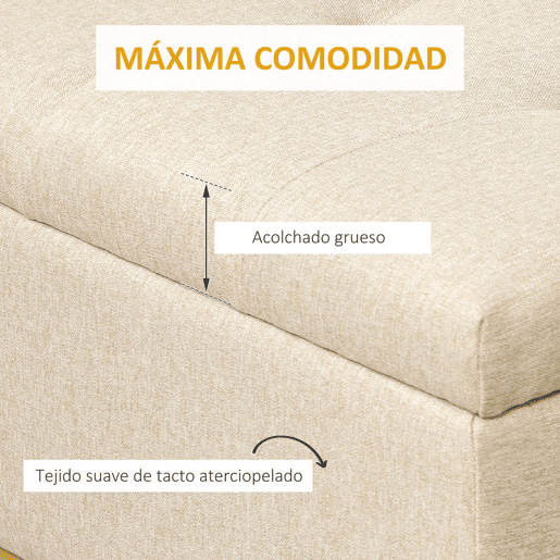 HOMCOM Banco de arrumação otomano Retangular de linho estofado otomano com tampa dobrável e pernas de aço para sala de estar Quarto de dormir Quarto de dormir 110x44x48 cm Bege
