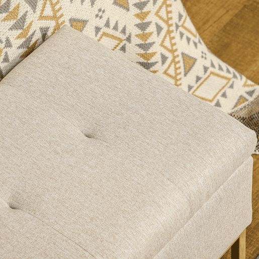 HOMCOM Banco de arrumação otomano Retangular de linho estofado otomano com tampa dobrável e pernas de aço para sala de estar Quarto de dormir Quarto de dormir 110x44x48 cm Bege