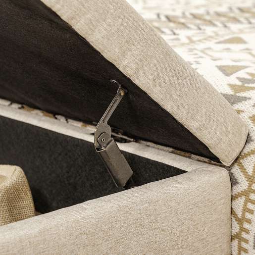 HOMCOM Banco de arrumação otomano Retangular de linho estofado otomano com tampa dobrável e pernas de aço para sala de estar Quarto de dormir Quarto de dormir 110x44x48 cm Bege