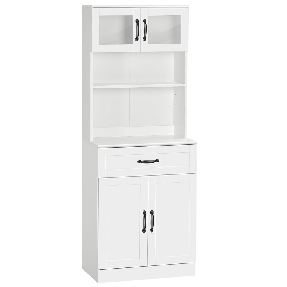 Homcom alacena de cocina mueble buffet de cocina con 4 puertas cajón y estantes ajustables para salón comedor estilo moderno 60x38x161 cm blanco