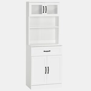 HOMCOM Armário de cozinha Armário buffet de cozinha com 4 portas de gaveta e prateleiras ajustáveis para sala de estar Sala de jantar Estilo moderno 60x38x161 cm Branco