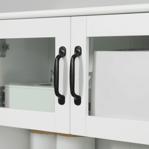 HOMCOM Armário de cozinha Armário buffet de cozinha com 4 portas de gaveta e prateleiras ajustáveis para sala de estar Sala de jantar Estilo moderno 60x38x161 cm Branco