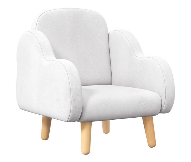Zonekiz sillón para niños sillón infantil diseño de nube con tacto súper suave y 4 patas para niños de 18-36 meses carga 40 kg 46x51x55 cm blanco