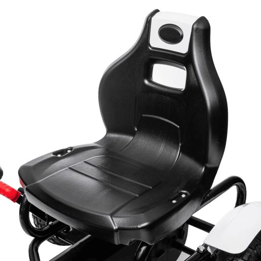 HOMCOM Kart a Pedais para Crianças Kart a Pedais Infantil com Assento Ajustável Pneus de Goma Travão de Mão para Crianças de 5-12 Anos Carga Máxima 50 kg 121x58x61 cm Branco