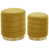 Conjunto de 2 tamboretes com arrumação GARLAND Veludo Mostarda 4033 cm 4033 cm 4438 cm