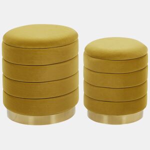 Conjunto de 2 tamboretes com arrumação GARLAND Veludo Mostarda 4033 cm 4033 cm 4438 cm