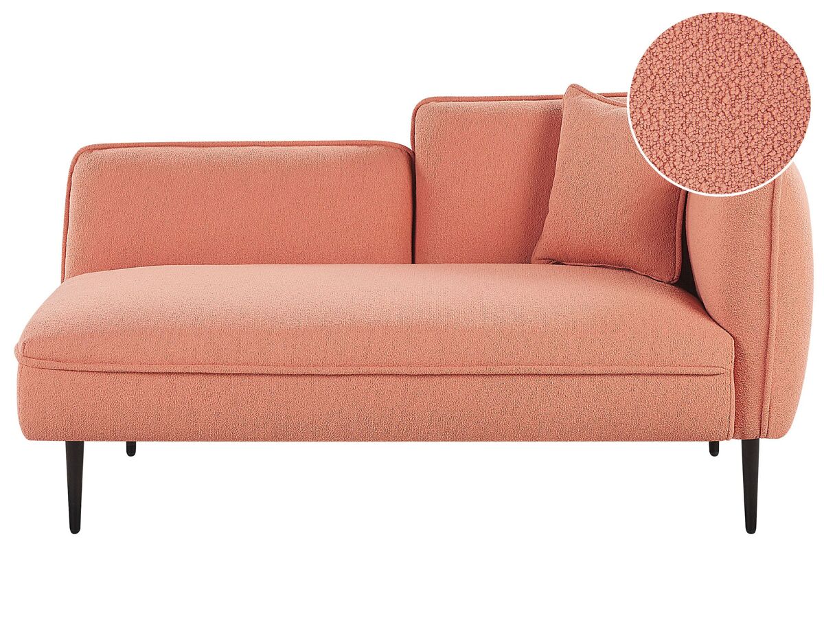 Beliani Chaise longue derecho Bouclé CHEVANNES Rosa Talco