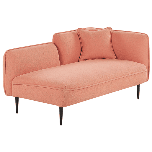 Chaise longue à direita CHEVANNES Bouclé Rosa pêssego