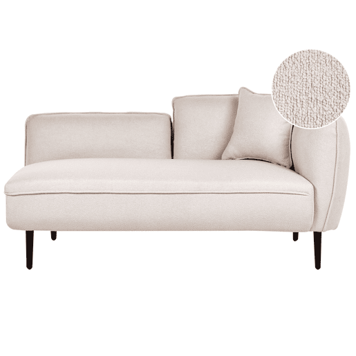 Chaise longue à direita CHEVANNES Bouclé Creme claro