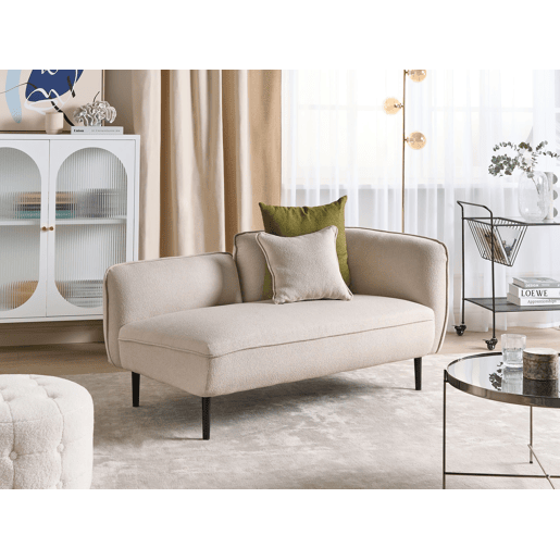 Chaise longue à direita CHEVANNES Bouclé Creme claro