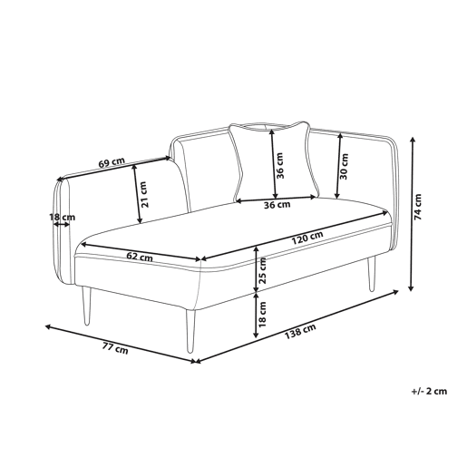 Chaise longue à direita CHEVANNES Bouclé Creme claro