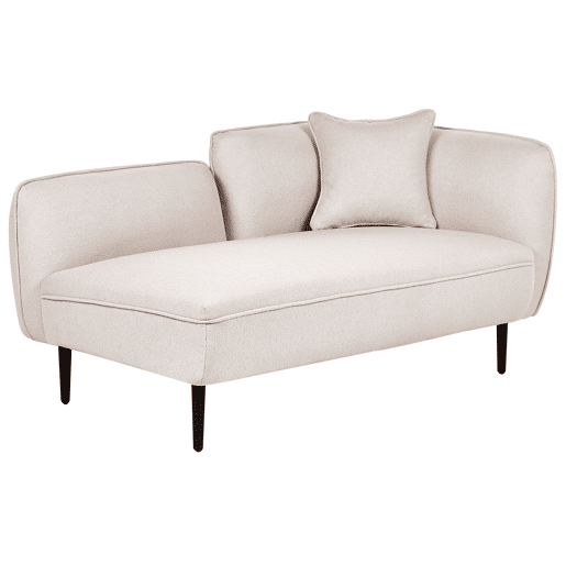 Chaise longue à direita CHEVANNES Bouclé Creme claro