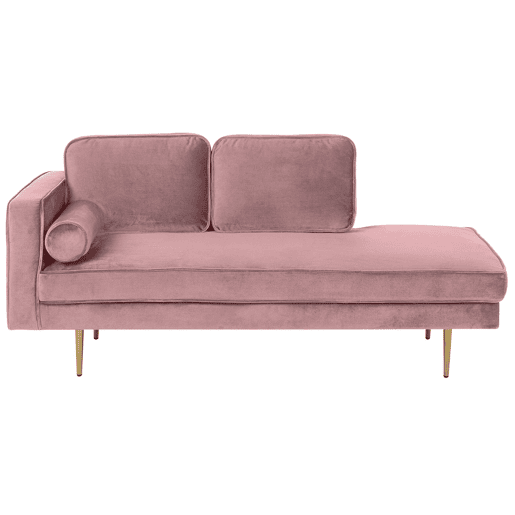 Chaise longue à esquerda MIRAMAS Veludo Rosa