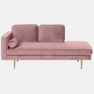 Chaise longue à esquerda MIRAMAS Veludo Rosa