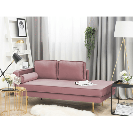 Chaise longue à esquerda MIRAMAS Veludo Rosa