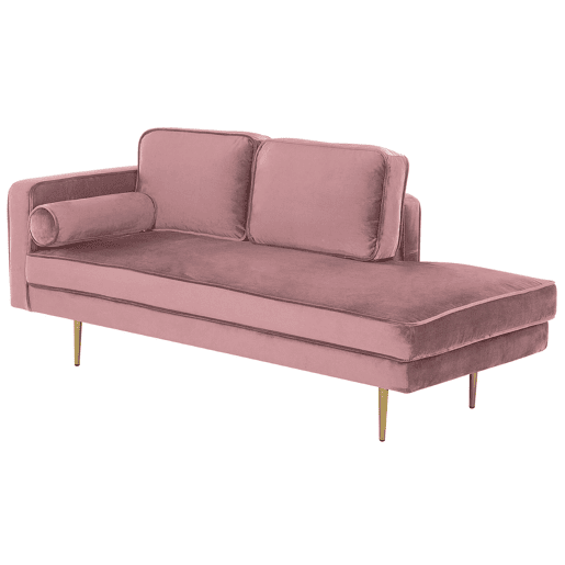 Chaise longue à esquerda MIRAMAS Veludo Rosa