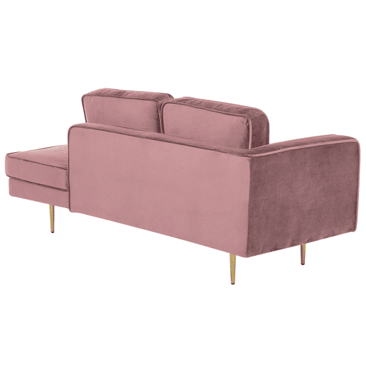 Chaise longue à esquerda MIRAMAS Veludo Rosa
