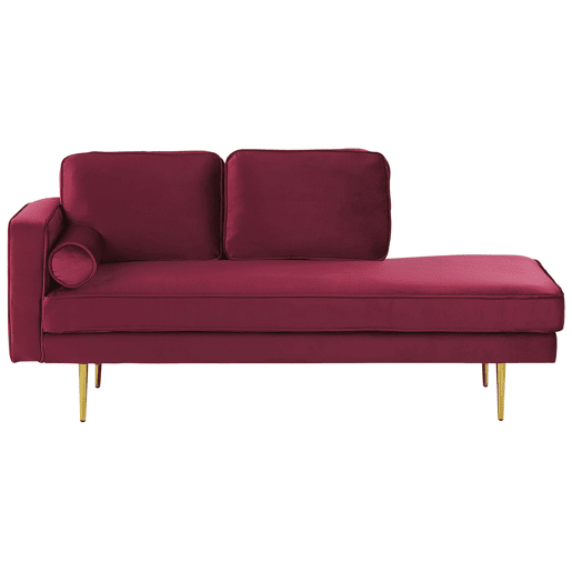 Chaise longue à esquerda MIRAMAS Veludo Vermelho escuro
