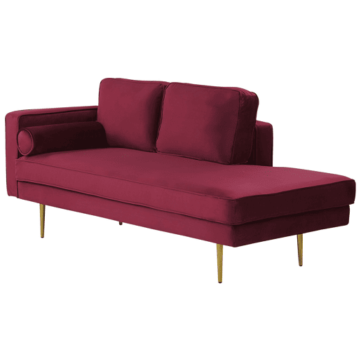 Chaise longue à esquerda MIRAMAS Veludo Vermelho escuro