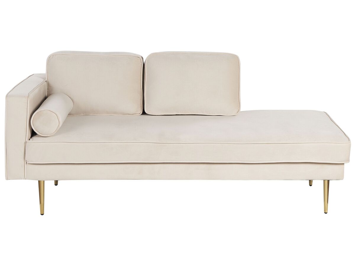 Beliani Chaise longue izquierdo Terciopelo MIRAMAS Beige