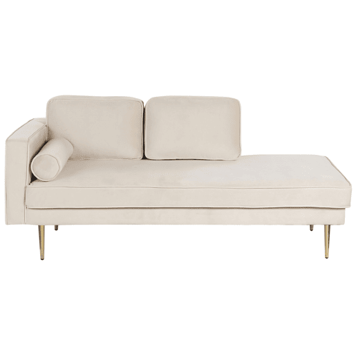 Chaise longue à esquerda MIRAMAS Veludo Creme Chaise longue à esquerda MIRAMAS Veludo Creme