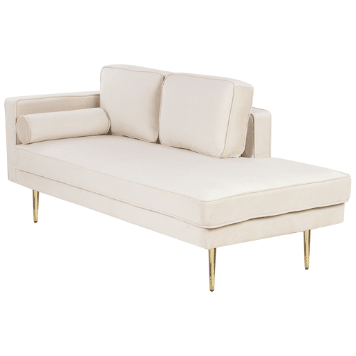 Chaise longue à esquerda MIRAMAS Veludo Creme Chaise longue à esquerda MIRAMAS Veludo Creme