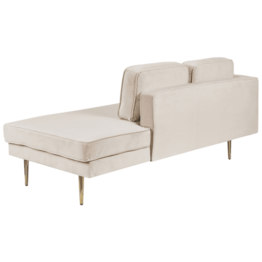 Chaise longue à esquerda MIRAMAS Veludo Creme Chaise longue à esquerda MIRAMAS Veludo Creme