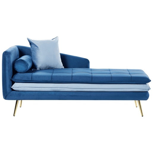 Chaise longue à esquerda GONESSE Veludo Azul