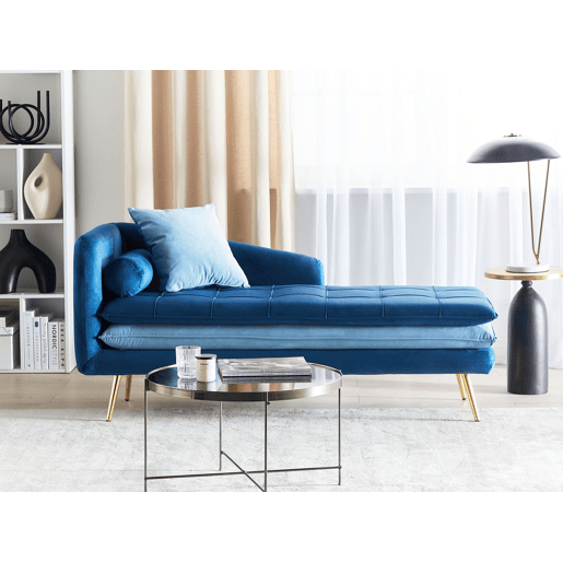 Chaise longue à esquerda GONESSE Veludo Azul