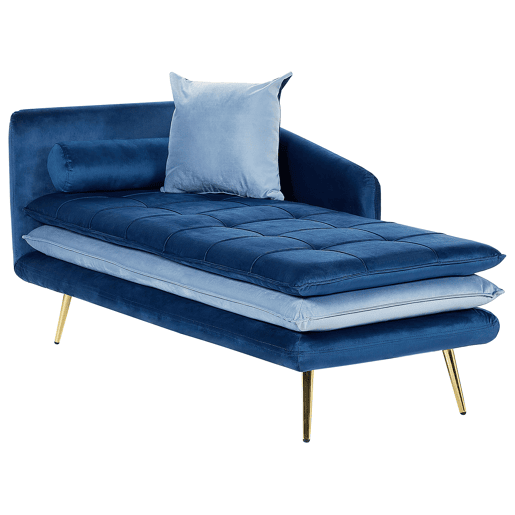 Chaise longue à esquerda GONESSE Veludo Azul