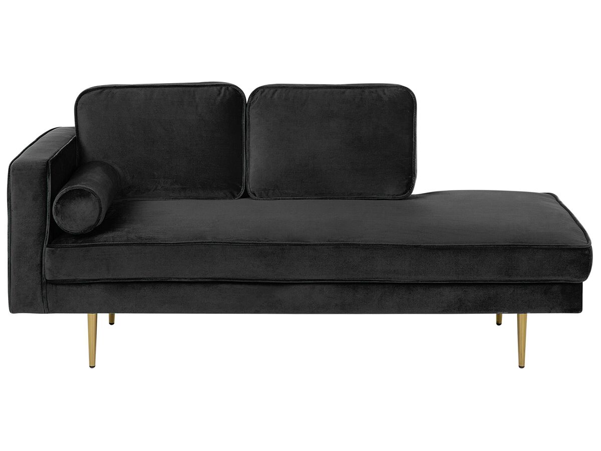 Beliani Chaise longue izquierdo Terciopelo MIRAMAS Negro
