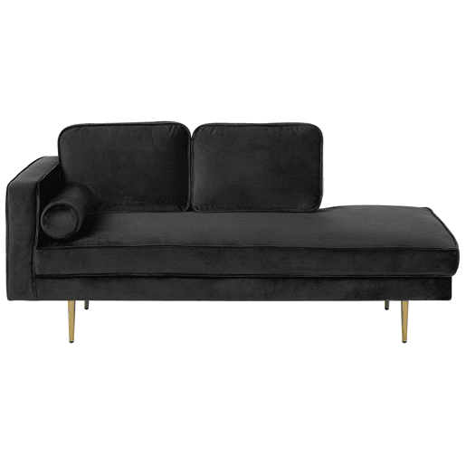 Chaise longue à esquerda MIRAMAS Veludo Preto