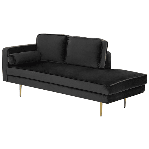 Chaise longue à esquerda MIRAMAS Veludo Preto