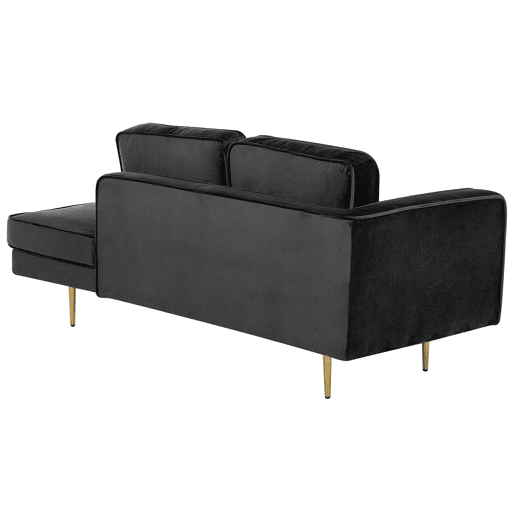 Chaise longue à esquerda MIRAMAS Veludo Preto