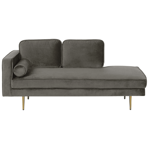 Chaise longue à esquerda MIRAMAS Veludo Taupe