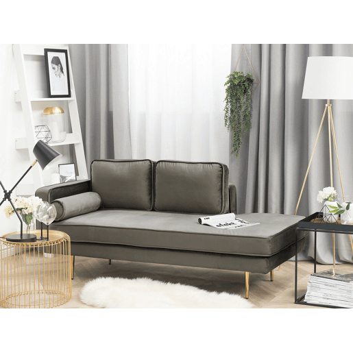 Chaise longue à esquerda MIRAMAS Veludo Taupe