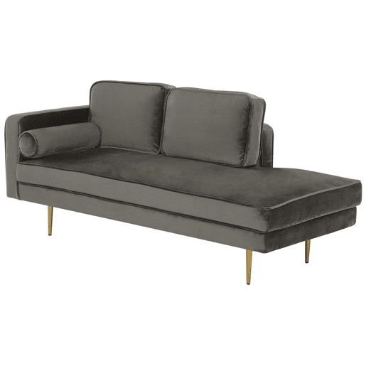 Chaise longue à esquerda MIRAMAS Veludo Taupe