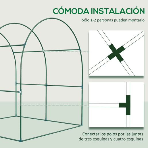 Estufa de jardim Outsunny 180x180x200 cm Estufa de túnel pequeno com porta de enrolar e janela de rede para cultivo de plantas e flores Verde
