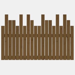 Cabeceira de cama de parede de madeira maciça pinho castanho mel 127,5x3x80 cm