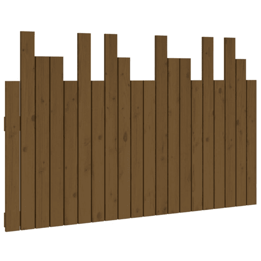 Cabeceira de cama de parede de madeira maciça pinho castanho mel 127,5x3x80 cm