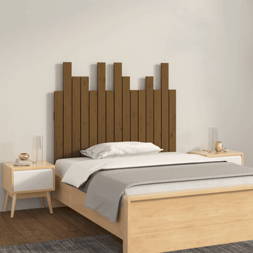 Cabeceira de cama de parede de madeira maciça pinho castanho mel 95,5x3x80 cm