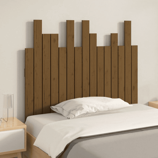 Cabeceira de cama de parede de madeira maciça pinho castanho mel 95,5x3x80 cm