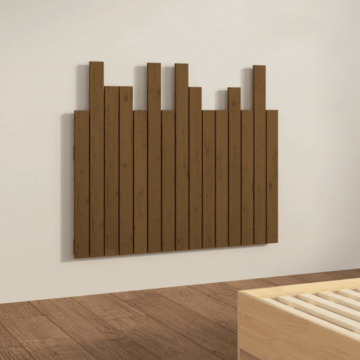 Cabeceira de cama de parede de madeira maciça pinho castanho mel 95,5x3x80 cm