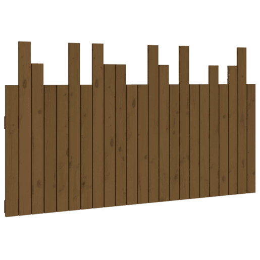 Cabeceira de cama de parede de madeira maciça pinho castanho mel 146,5x3x80 cm