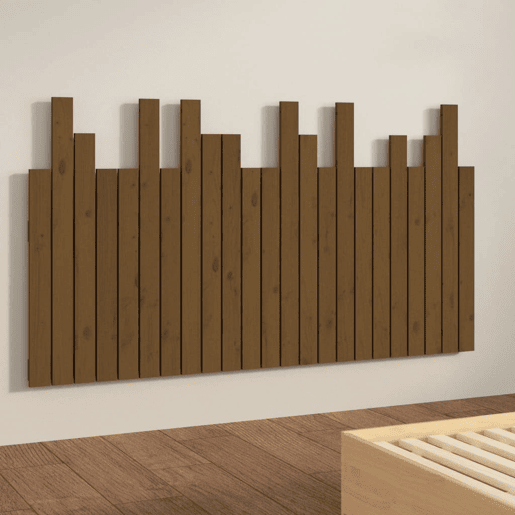 Cabeceira de cama de parede de madeira maciça pinho castanho mel 146,5x3x80 cm