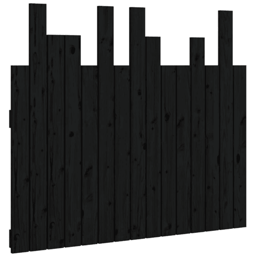 Cabeceira de cama de parede em madeira maciça de pinho preto 95,5x3x80 cm
