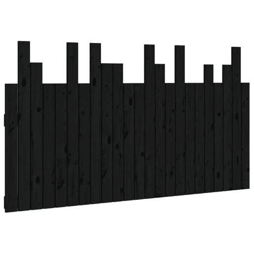 Cabeceira de cama de parede em madeira maciça de pinho preto 146,5x3x80 cm