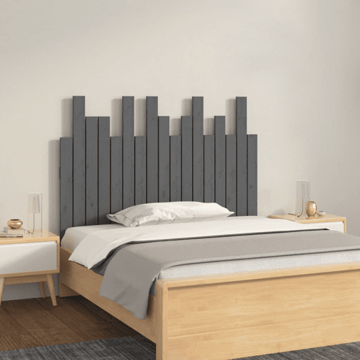 Cabeceira para cama de parede madeira maciça pinho cinzento 108x3x80 cm